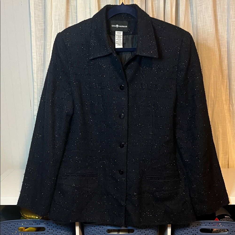 Sag Harbor Black Blazer, Size 14